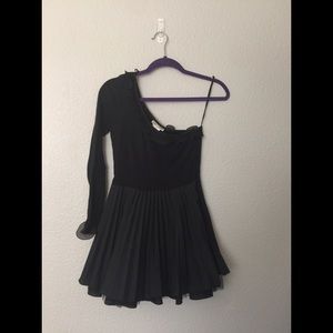Asymmetrical black homecoming/formal dress